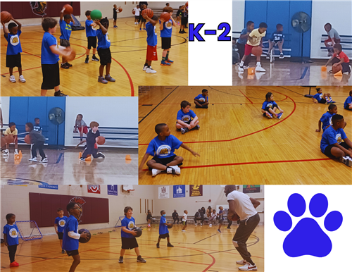 Basketball players practicing 